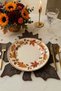 Textured Autumn Sycamore Leaf Form Embroidered American Service Set 1 Piece