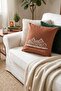 Cinnamon Color Warmest Wishes Slogan and Home Pattern Throw Pillow Cover - 2