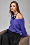 Women's Front and Back V-Neck Balloon Sleeve Mercerized Knitwear Loose Sweater - 7
