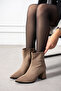Lamelia Dust Cover Detailed Detachable Apparatus Boots Heeled Pointed Toe Zippered Women's Boots - 8