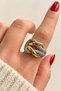 Double Color Series Zircon Stone Knot Design Gold Silver Adjustable Women's Steel Ring Non-Tarnish - 2