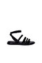 26101328R Genuine Patent Leather Flat Women's Sandals with Black Straps and Ankle Buckle