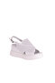 26Y10242 White Genuine Leather Wedge Heel Women's Cross-Strap Buckle Sandals - 2