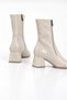 Women's New Season Patent Leather Pointed Toe Vittoriá Beige Heeled Zippered Boots - 5