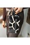 Unisex Wristlet Belted Feather Textured Genuine Calfskin Handbag, Travel Bag - Black 20X12X9 cm - 4