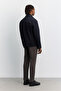 Men's Black Classic Collar, Zippered Front Pocket Cover, Fleto Pocket Detail, Elastic Waist Technical Coat A6 - 6