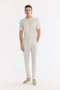 Men's White Elastic Waist Linen Blend Relaxed Fit Trousers A61Y3204