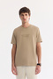Men's Beige Elastic Waist Lace-Up Linen Blend Jogger Relaxed Fit Trousers A61Y3003 - 2