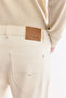 Men's Ecru Plain Washed Cotton Elastane Madrid Comfort Slim Fit Jean Trousers A61Y3508 - 6
