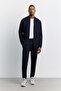 Men's Navy Blue Elastic Waist Lace-Up Easy-Iron Regular Fit Sweatpants B003404 - 7