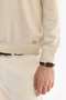 Men's Beige Polo Collar Linen Blend Basic Comfort Fit Knitwear Sweater A61Y5030 - 5