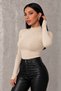 Women's Set of 4 Black White Burgundy Cream Finger Detailed Bodysuits - 4