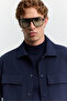 Men's Navy Blue Classic Collar Wrinkle-Resistant Quick-Dry Technical Fabric Comfort Fit Shirt Jacket A62Y2518 - 2