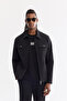 Men's Black Classic Collar Water Repellent Technical Fabric Seasonal Regular Fit Coat A61Y6004