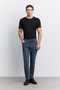 Men's Indigo Washed Cotton Elastane Roma Crop Slim Fit Jean Trousers A62Y3529