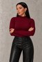 Women's Set of 4 Black White Burgundy Cream Finger Detailed Bodysuits - 5