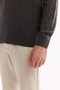 Men's Anthracite Crew Neck 100% Acrylic Textured Knitwear Regular Fit Sweater E005088 - 4