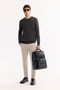 Men's Anthracite Crew Neck 100% Acrylic Textured Knitwear Regular Fit Sweater E005088 - 8