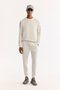 Men's Ecru Elastic Waist Lace-Up Cotton Bi-Stretch Regular Fit Sweatpants A52Y3402 - 7