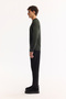 Men's Khaki Crew Neck Textured Knitwear Regular Fit Sweater A52Y5083 - 3