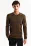 Men's Khaki Crew Neck 100% Acrylic Textured Knitwear Regular Fit Sweater E005088 - 2