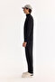 Men's Black Stand Collar Zippered Rayon Non-Pilling Knitwear Regular Fit Sweater A52Y5021 - 3
