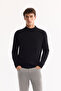 Men's Black Crew Neck Soft Touch Textured Knitwear Regular Fit Sweater A52Y5028