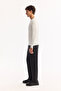 Men's Ecru Crew Neck Rayon Non-Pilling Textured Knitwear Regular Fit Sweater A52Y5015 - 3