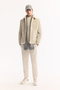 Men's Ecru Fur Collar Napa Comfort Fit Coat A52Y6057 - 7