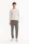 Men's Gray Velvet Corduroy Carrot Fit Pants with Elastic Sides A52Y3039