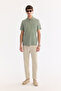 Men's Mint Non-Curling Polo Collar Zippered 100% Cotton Regular Fit T-Shirt A61Y1038 - 5