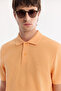 Men's Light Orange Polo Collar Unbreakable Collar, Cool-Keeping, Quick-Drying Cotton American Pique T-Shirt - 2