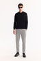 Men's Black Polo Neck Buttoned Soft Touch Textured Knitwear Regular Fit Sweater A52Y5030 - 6