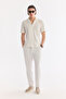 Men's Ecru Apaj Collar Cotton Jacquard Short Sleeve Regular Fit Shirt A61Y2240 - 6