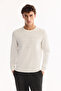 Men's Ecru Crew Neck Rayon Non-Pilling Textured Knitwear Regular Fit Sweater A52Y5015 - 5
