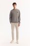Men's Gray Crew Neck Cotton Bi-Stretch Basic Regular Fit Sweatshirt A52Y1328 - 5