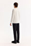 Men's Ecru Crew Neck Rayon Non-Pilling Textured Knitwear Regular Fit Sweater A52Y5016 - 6