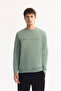 Men's Water Green Crew Neck Cotton Bi-Stretch Printed Regular Fit Sweatshirt A52Y1325