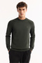 Men's Khaki Crew Neck Textured Knitwear Regular Fit Sweater A52Y5083 - 5