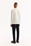 Men's Ecru Polo Neck Zippered Rayon Non-Pilling Textured Knitwear Regular Fit Sweater A52Y5019 - 5