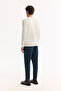 Men's Ecru Crew Neck Rayon Non-Pilling Textured Knitwear Regular Fit Sweater A52Y5018 - 4