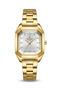 Women's Gold Metal Cord Square Case Stone Stylish Wristwatch with 2 Years Warranty