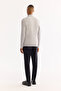 Men's Gray Stand Collar Zippered Soft Touch Striped Knitwear Regular Fit Sweater A52Y5151 - 4