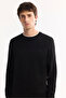 Men's Black Crew Neck Rayon Non-Pilling Textured Knitwear Regular Fit Sweater A52Y5018 - 5