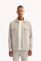 Men's Light Gray Classic Collar Cotton Comfort Fit Shirt Jacket A52Y2092
