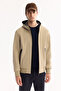 Men's Beige Hooded Water Repellent Windproof Lightweight Seasonal Regular Fit Jacket A52Y6100 - 2