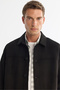 Men's Black Classic Collar Suede Textured Seasonal Comfort Fit Coat A42Y6076 - 2