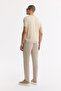 Men's Beige Elastic Waist Bi-Stretch Chino Slim Fit Trousers B003033 - 3