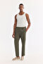 Men's Khaki Elastic Waist 100% Linen Relaxed Fit Trousers B003032 - 8