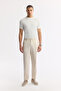 Men's Beige Side Pockets Elastic Waist Soft Touch Comfort Slim Fit Trousers A51Y3217